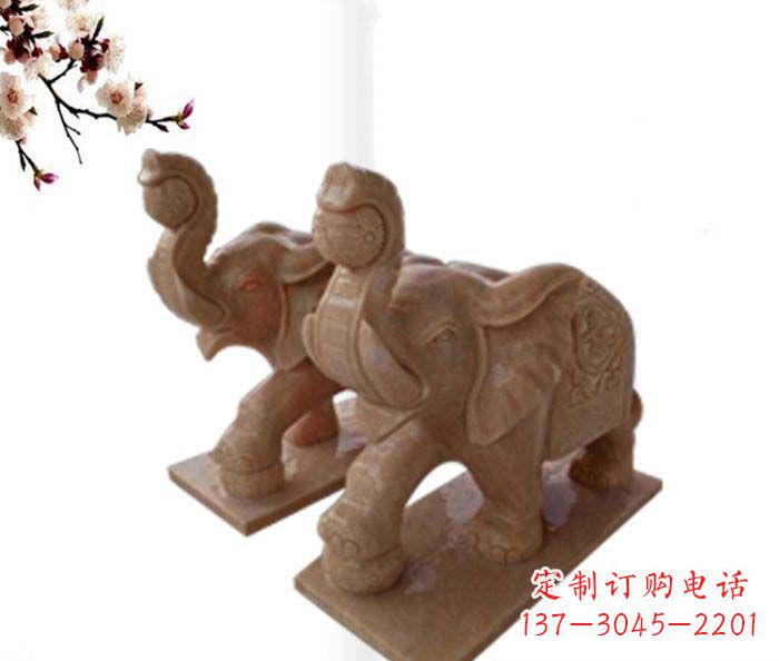大象/晚霞/石雕-象鼻朝天的大象晚霞紅招財石雕 大象/晚霞/石雕-象鼻朝天的大象晚霞紅招財石雕