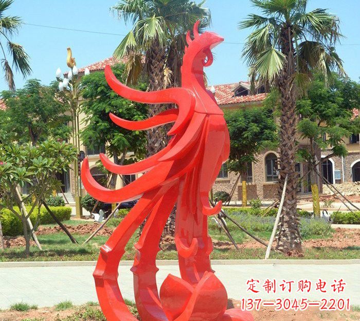 小區抽象不銹鋼鳳凰雕塑
