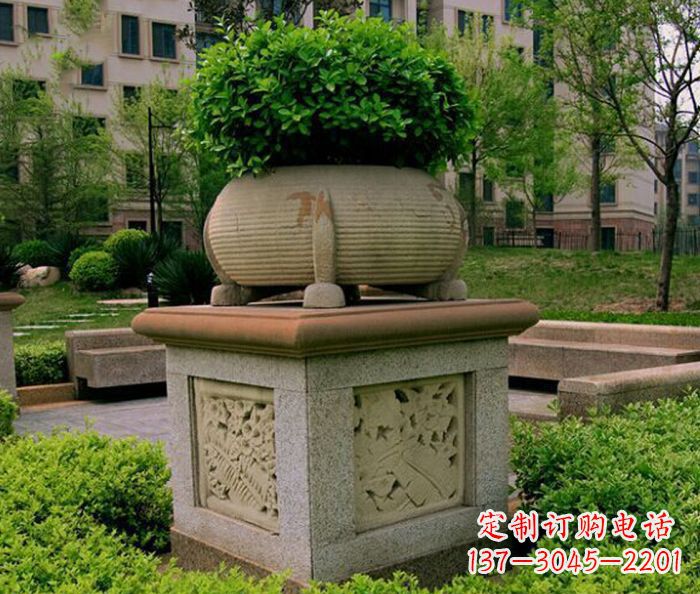 小區景觀大理石花盆石雕 (3)