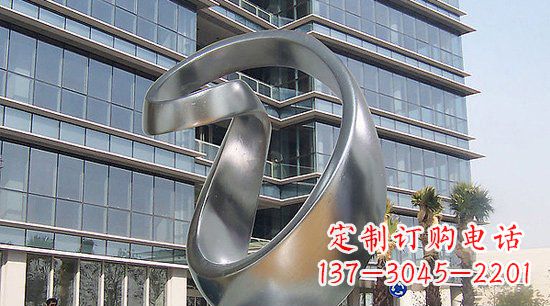 寫字樓前抽象鏡面不-銹-鋼-雕-塑-