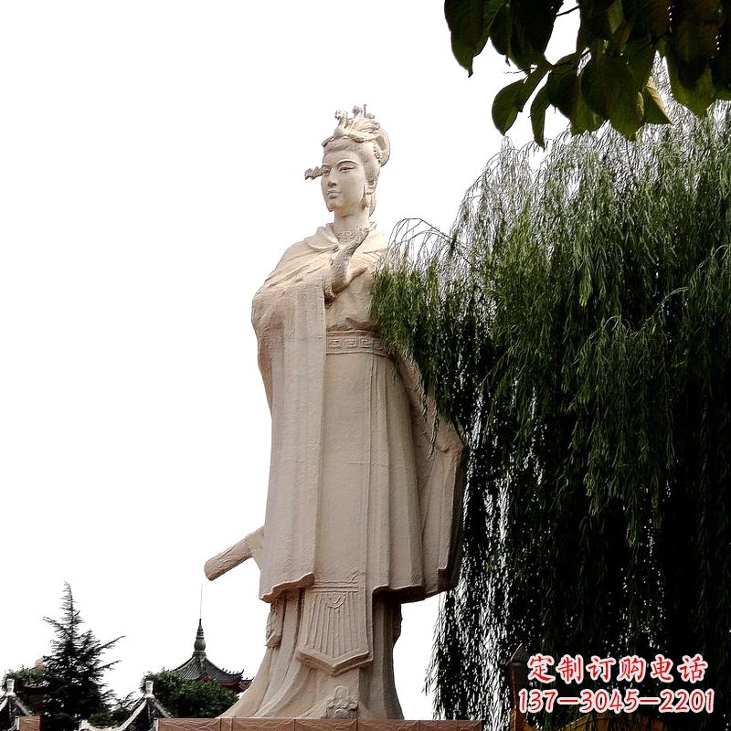 虞姬砂巖石雕-景區園林古代人物著名美女雕像