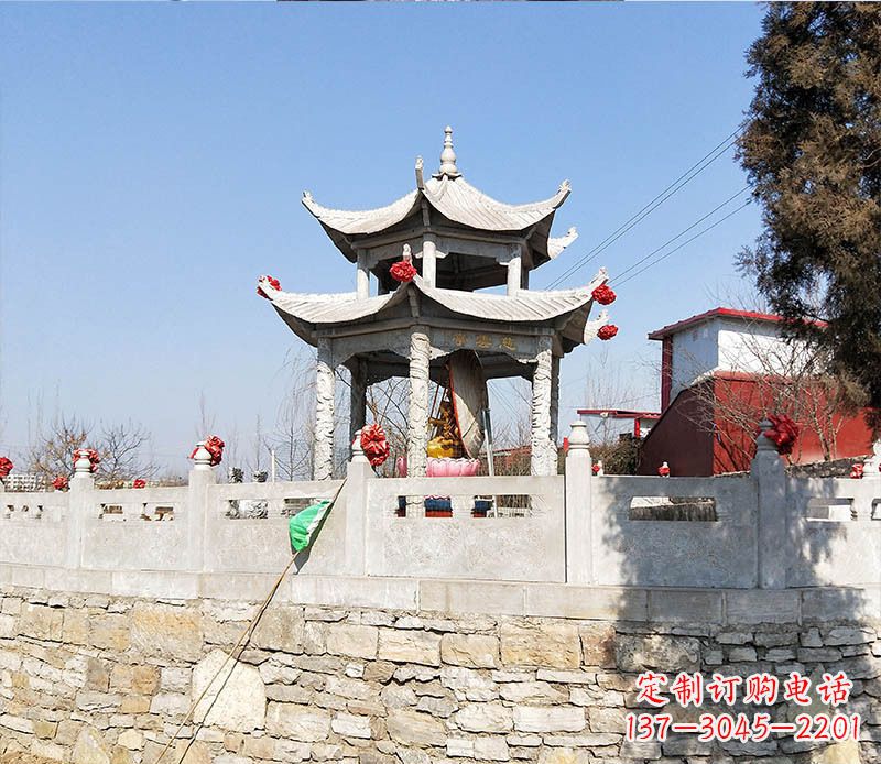 園林仿古雙層石涼亭景觀石雕 (3)