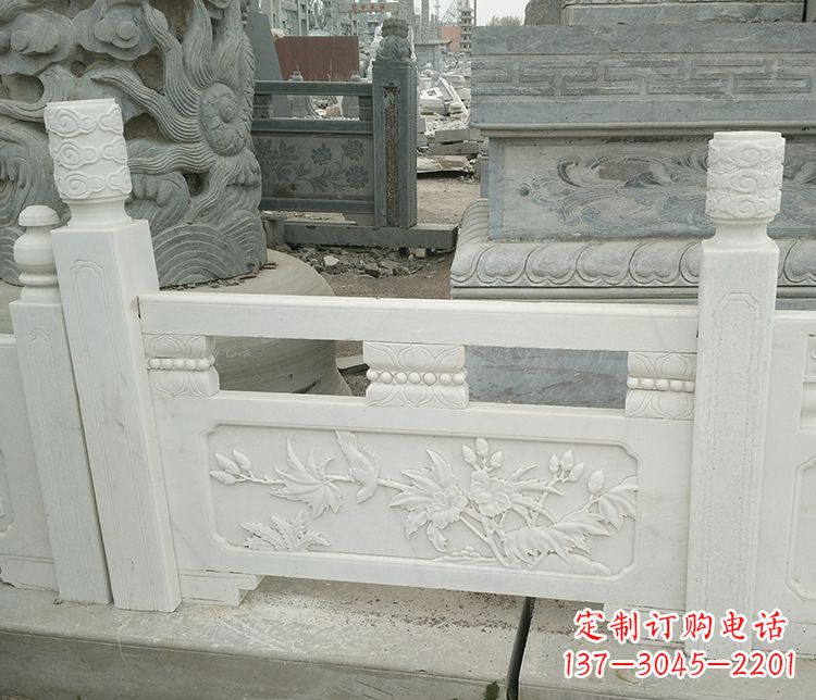 園林漢白玉石欄板景觀石雕_1