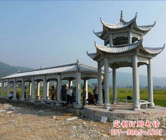 園林景觀仿古石雕長廊涼亭 園林景觀仿古石雕長廊涼亭