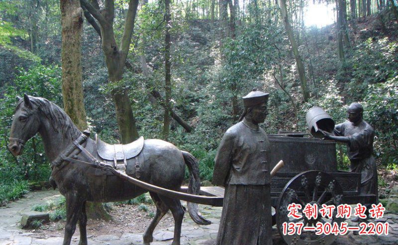 園林清朝士兵和馬車小品銅雕 園林清朝士兵和馬車小品銅雕