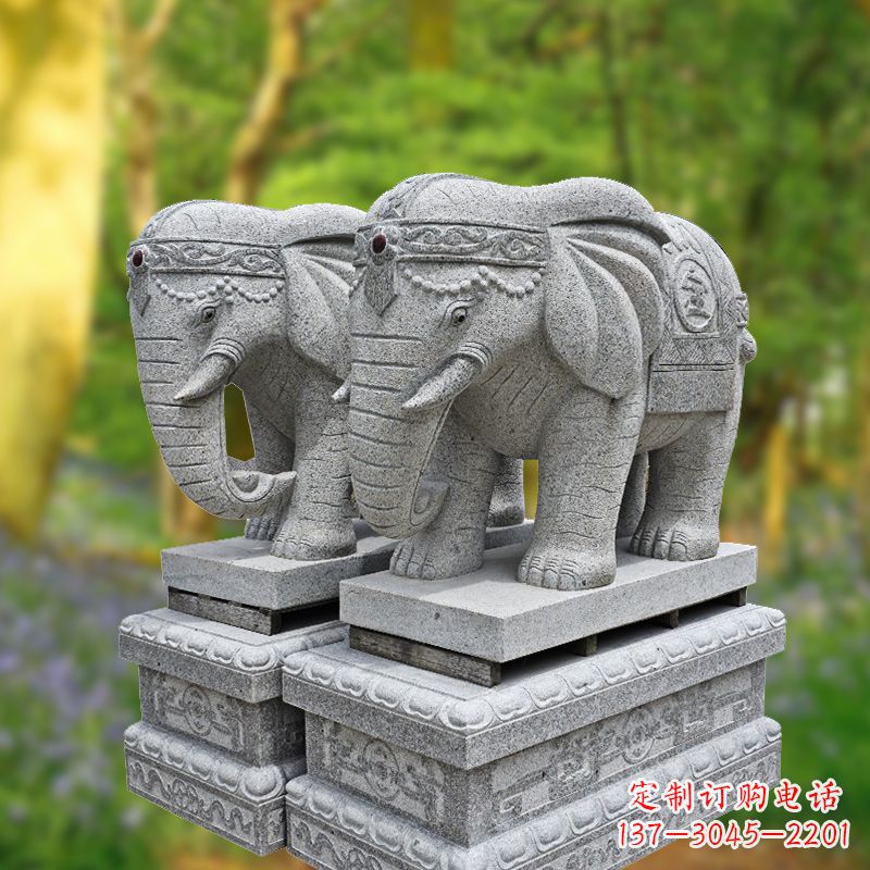 招財(cái)納福石雕大象