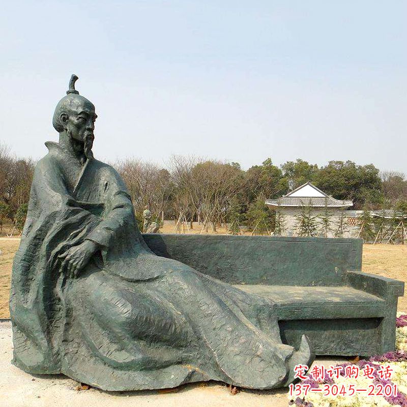 中國明末清初知名畫家八大山人(朱耷)雕塑塑像-公園歷史名人銅雕像