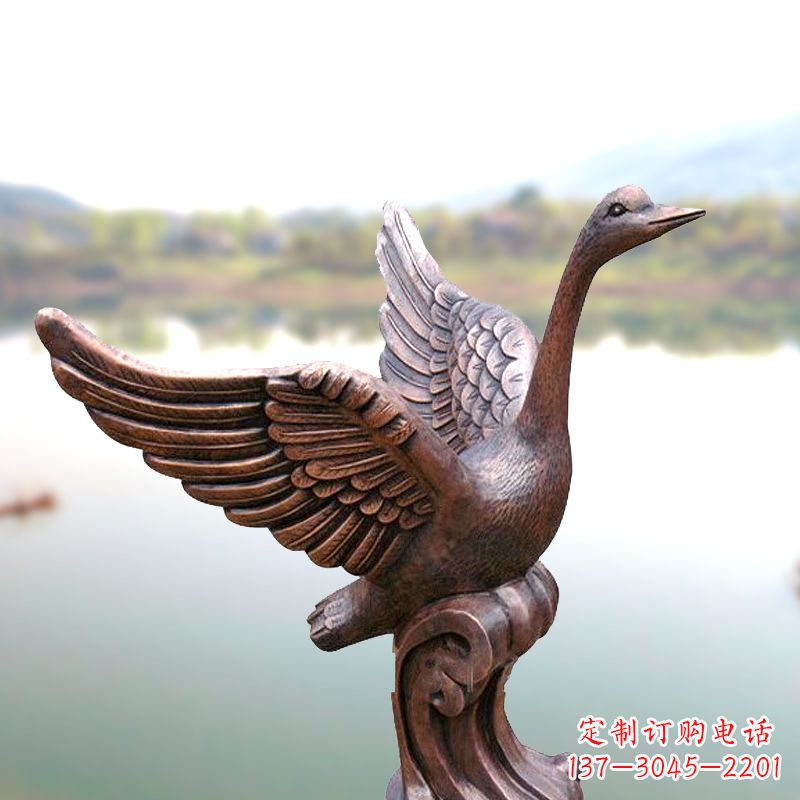鑄銅天鵝景觀擺件