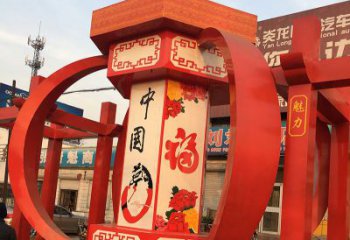 公園廣場擺放不銹鋼中國夢燈籠雕塑