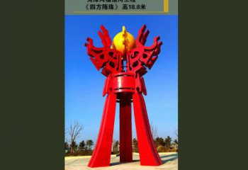 不銹鋼火炬雕塑-山東菏澤河槽運(yùn)河廣場圣火“四方隋珠”景觀雕塑